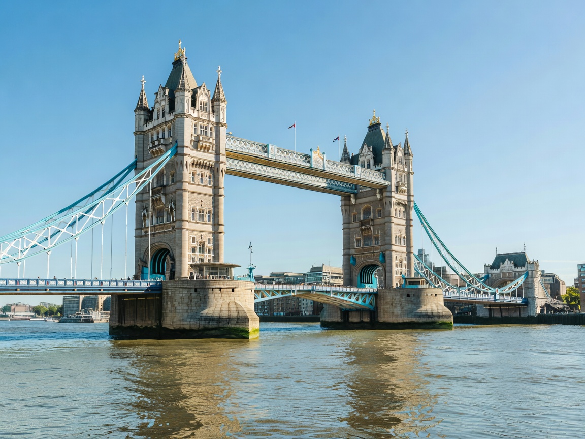 Tower Bridge in London England on a bright afternoon